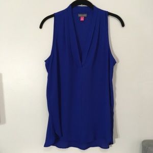 Vince Camuto Blue Sleeveless Tank V Neck Blouse